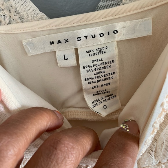 Max studio cream lace with sequin detail dress - Picture 3 of 11